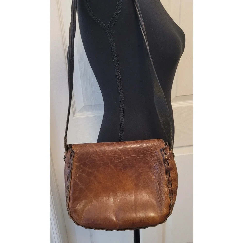 Dante San Jose Tooled Leather Handbag Braided Strap Hippie Boho Flowers Gypsy